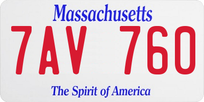 MA license plate 7AV760