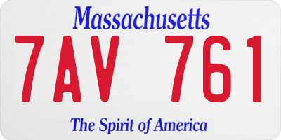 MA license plate 7AV761