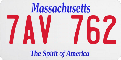 MA license plate 7AV762