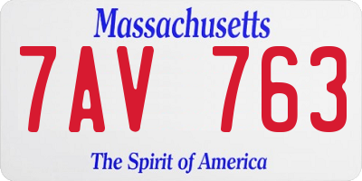 MA license plate 7AV763