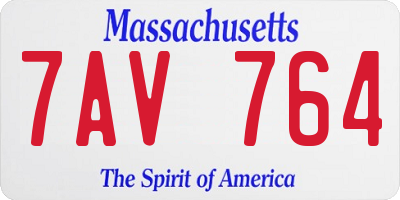 MA license plate 7AV764