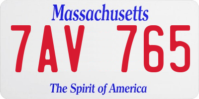 MA license plate 7AV765