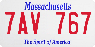 MA license plate 7AV767