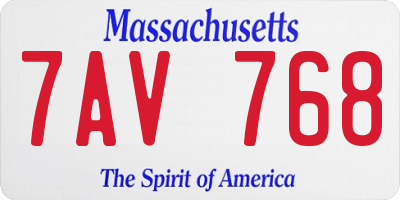 MA license plate 7AV768