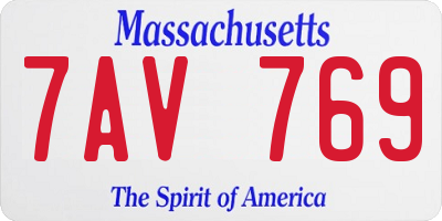 MA license plate 7AV769