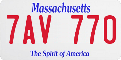 MA license plate 7AV770