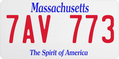MA license plate 7AV773