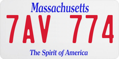 MA license plate 7AV774