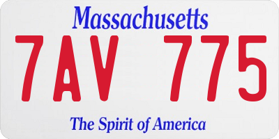 MA license plate 7AV775