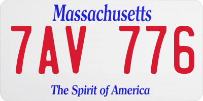MA license plate 7AV776
