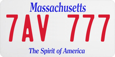 MA license plate 7AV777