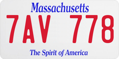 MA license plate 7AV778