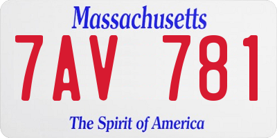 MA license plate 7AV781
