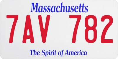 MA license plate 7AV782