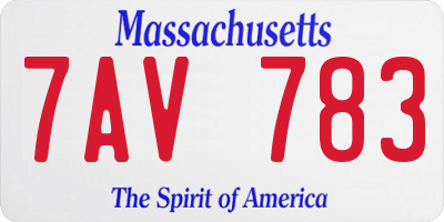 MA license plate 7AV783