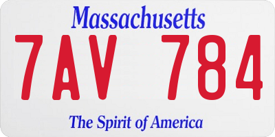 MA license plate 7AV784
