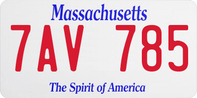 MA license plate 7AV785