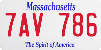 MA license plate 7AV786