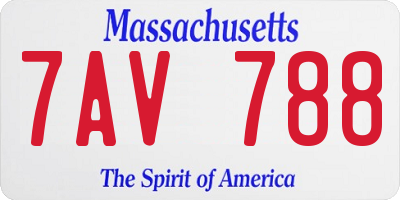 MA license plate 7AV788