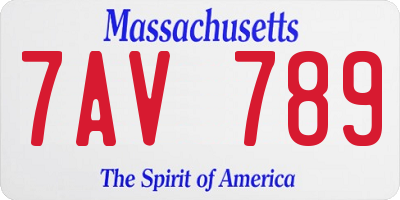 MA license plate 7AV789