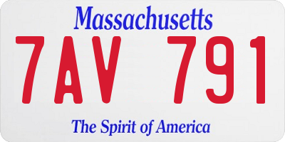 MA license plate 7AV791