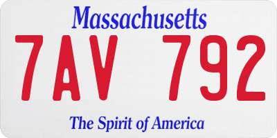 MA license plate 7AV792