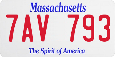 MA license plate 7AV793