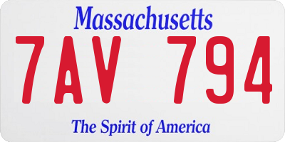 MA license plate 7AV794