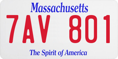 MA license plate 7AV801
