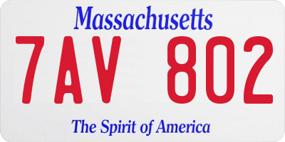 MA license plate 7AV802