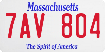 MA license plate 7AV804