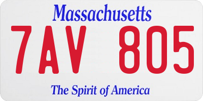 MA license plate 7AV805
