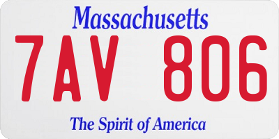MA license plate 7AV806
