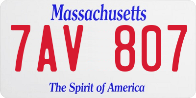MA license plate 7AV807