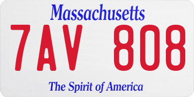 MA license plate 7AV808