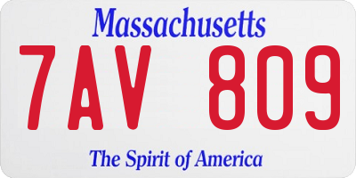 MA license plate 7AV809