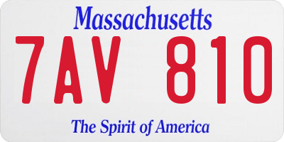 MA license plate 7AV810