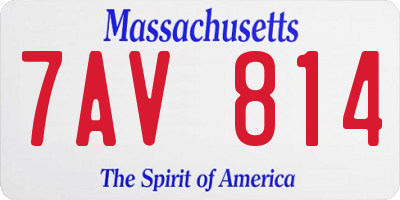 MA license plate 7AV814