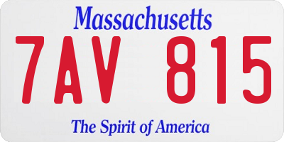 MA license plate 7AV815