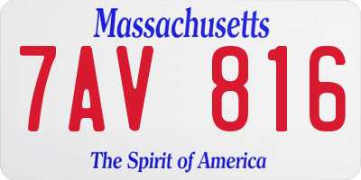 MA license plate 7AV816