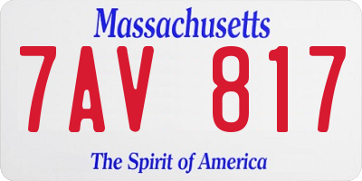 MA license plate 7AV817