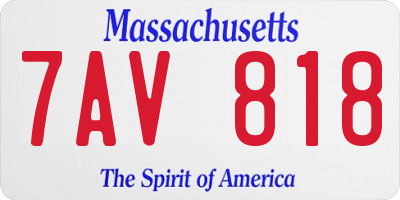MA license plate 7AV818