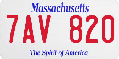 MA license plate 7AV820
