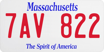 MA license plate 7AV822