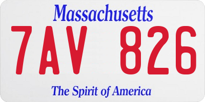MA license plate 7AV826