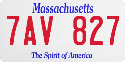 MA license plate 7AV827