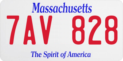 MA license plate 7AV828