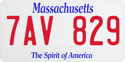 MA license plate 7AV829