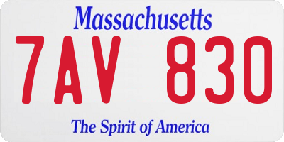 MA license plate 7AV830