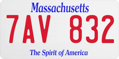 MA license plate 7AV832